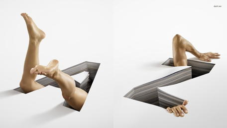 Surreal Limbs Emerging from Optical Illusion wallpaper