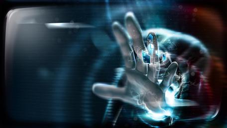 Futuristic Tech Hand in Action wallpaper