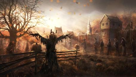 Mystical Halloween Evening in Autumn wallpaper