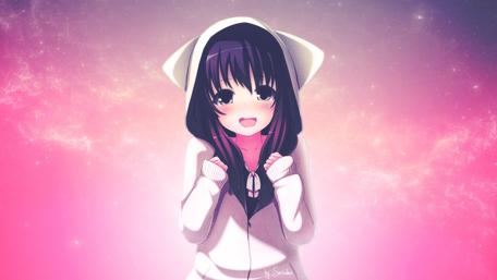 Charming Anime Girl in Pink Glow wallpaper