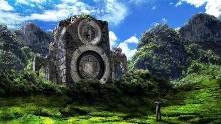 Majestic Ruins in a Fantasy Realm wallpaper