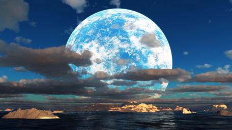 Majestic Earthrise Over Tranquil Waters wallpaper