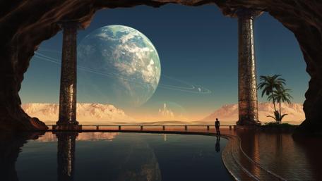 Otherworldly Vista at Dusk wallpaper