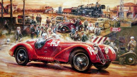 Vintage Racing Glory: Alfa Romeo in Action wallpaper