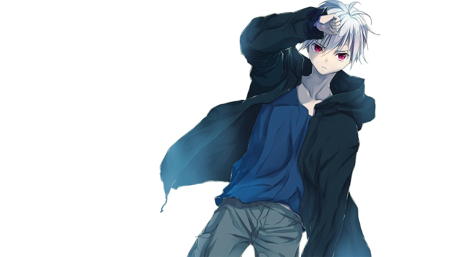 Mysterious Anime Hero in Blue wallpaper