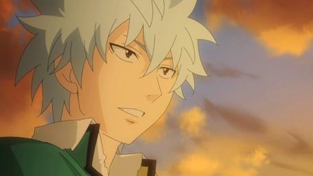 Anime Hero Against a Sunset Sky wallpaper
