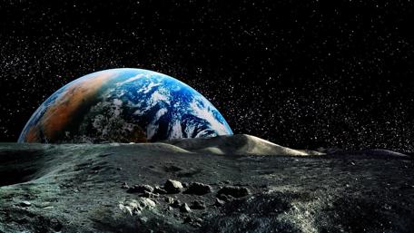 Cosmic Perspective of Earth from the Moon's Surface wallpaper