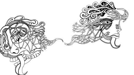 Intricate Abstract Faces in Harmony wallpaper