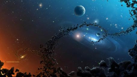 Galactic Rings in Distended Aura Space Scene wallpaper