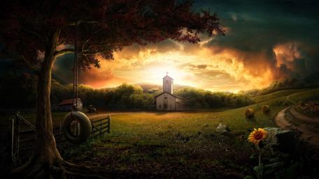Enchanted Sanctuary at Sunset wallpaper