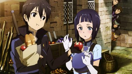 Marketplace Encounter in Anime World wallpaper