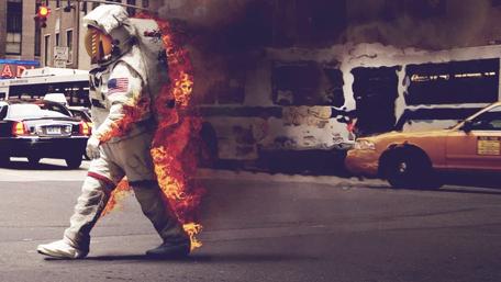 Astronaut on Fire in Urban Chaos wallpaper