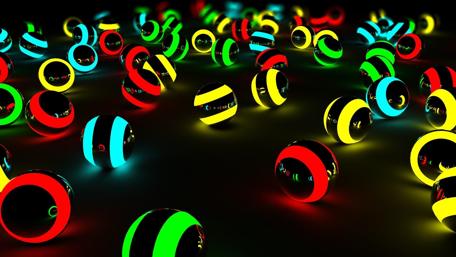 Colorful 3D Marbles Dance in the Dark wallpaper