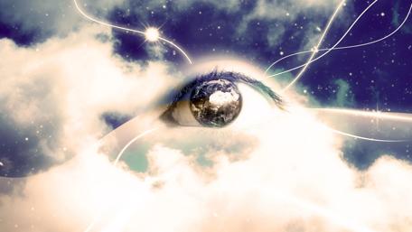 Enigmatic Eye in a Dreamy Realm wallpaper