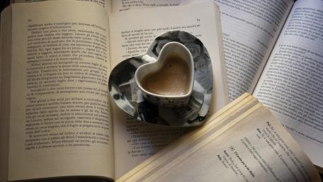 Heartfelt Moments with Coffee and Books wallpaper
