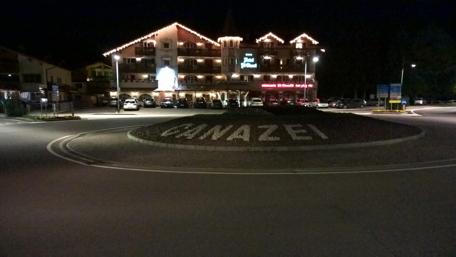 Charming Night Scene of Canazei City wallpaper