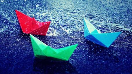 Origami Dreams in a Watery World wallpaper