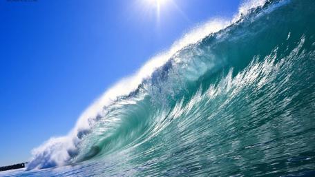 Sunlit Ocean Wave Cresting wallpaper