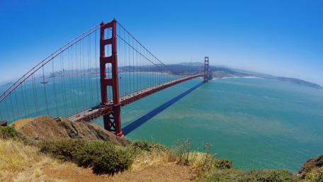 Golden Gate Bridge Against a Clear Blue Sky wallpaper
