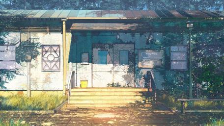 Sunlit Abandoned Anime Station wallpaper