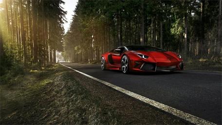 Ultimate Dream Car on Forest Road wallpaper