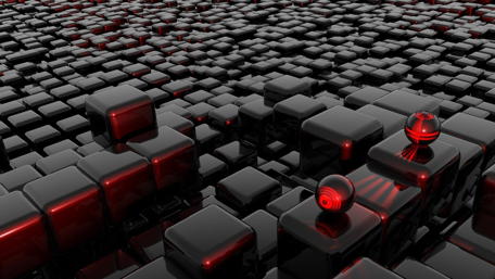 Endless Red Cubes and Spheres wallpaper