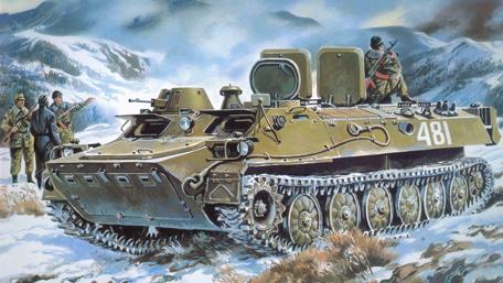Snow-Covered Battlefield with Armored Vehicle and Soldiers wallpaper