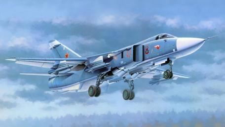 Soviet Fighter Jet in Flight Under Cloudy Skies wallpaper