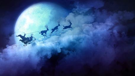 Sleigh Ride Over Moonlit Clouds wallpaper
