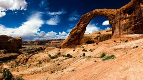 Archway Amid Desert Expanse wallpaper