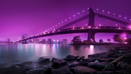 Vibrant Night Under the Bridge wallpaper