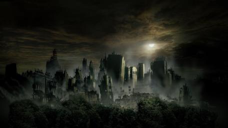 Fantasy city ruins wallpaper