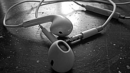 Classic Black and White Ear Pods Wallpaper wallpaper