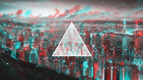 Vibrant Abstract Cityscape with Triangular Focus wallpaper