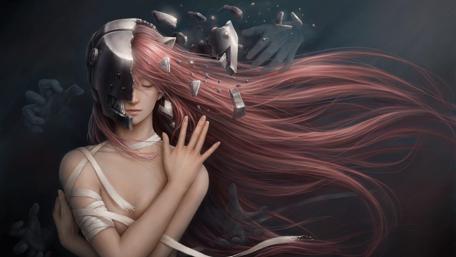 Enigmatic Elegance Meets Anime Darkness wallpaper