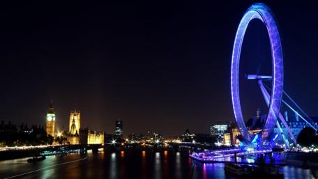 Vibrant London Eye Illuminated Night Scene wallpaper