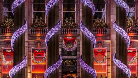 Joyful Christmas Lights and Decorations Shine Brightly wallpaper