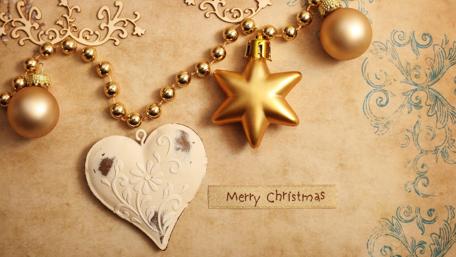 Festive Heart and Star for Christmas Celebration wallpaper