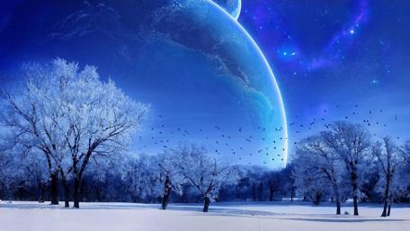 Winter's Whisper in Cosmic Serenity wallpaper