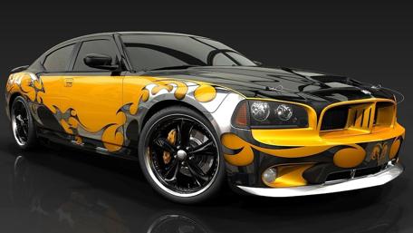 Vibrant Muscle Car on Display wallpaper