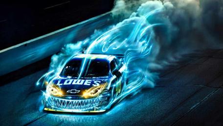 Dynamic Racing Car with Electric Flames Theme wallpaper
