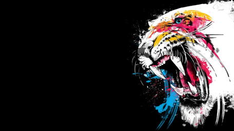 Vibrant Roar of the Fantasy Tiger wallpaper