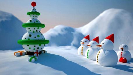 Whimsical Snowmen Celebrating the Holidays wallpaper