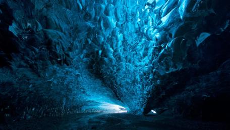 Blue ice cave wallpaper
