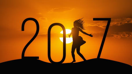 Joyful New Year Celebration at Sunset 2017 wallpaper