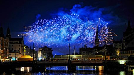 Blue fireworks wallpaper