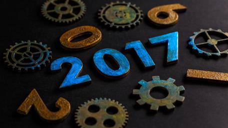 Celebrating 2017 with Gear Elements and Vibrant Colors wallpaper