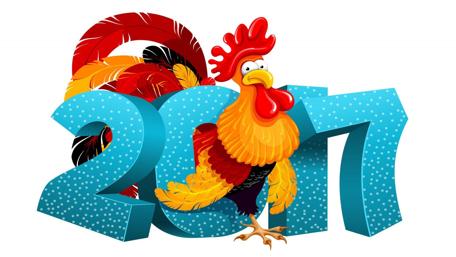 Vibrant Rooster Welcomes the New Year 2017 wallpaper