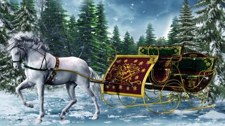 Festive Sleigh Ride in Winter Wonderland wallpaper