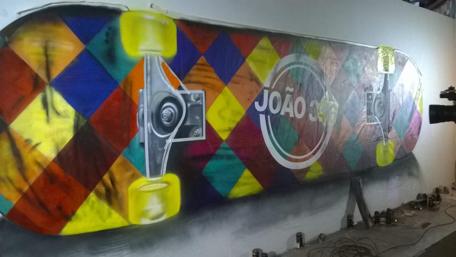 Vibrant Skateboard Art Mural for Sport Enthusiasts wallpaper